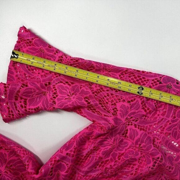 NWT $278 Lilly Pulitzer Allyson Dress Hot Pink Lace Floral Overlay Size 4 - Picture 16 of 17